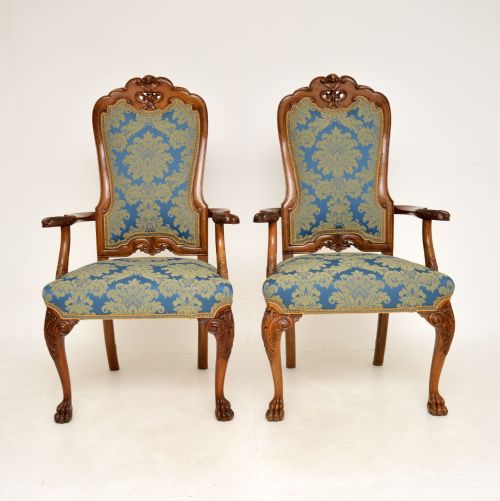fig 1. Pair of Antique Walnut Carver Armchairs