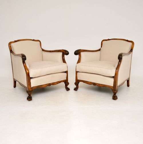 Pair of Antique Swedish Satin Birch Armchairs