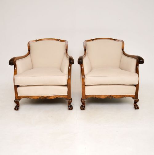 fig 1. Pair of Antique Swedish Satin Birch Armchairs
