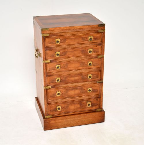 Antique Yew Wood Military Campaign Chest of Drawers