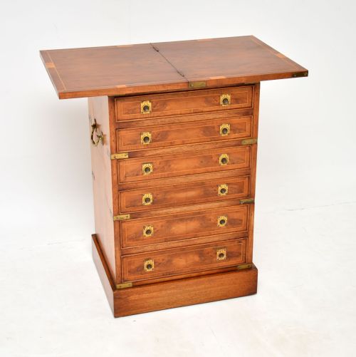 fig 1. Antique Yew Wood Military Campaign Chest of Drawers