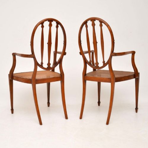 fig 1. Pair of Antique Satinwood Cane Seated Armchairs