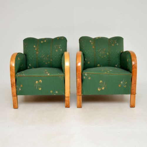 fig 1. Pair of Swedish Art Deco Satin Birch Armchairs
