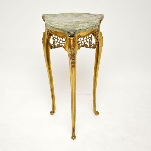 Antique Italian Brass & Marble Side Table

