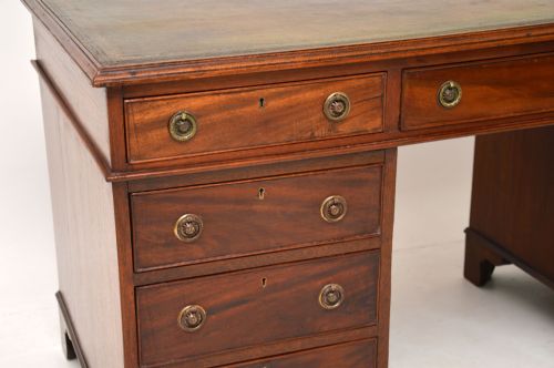 fig 1. Antique Mahogany Leather Top Pedestal Desk