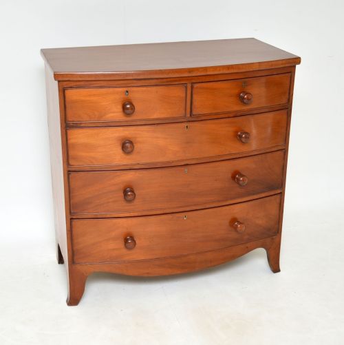 Antique Georgian Mahogany Bow Front Chest of Drawers