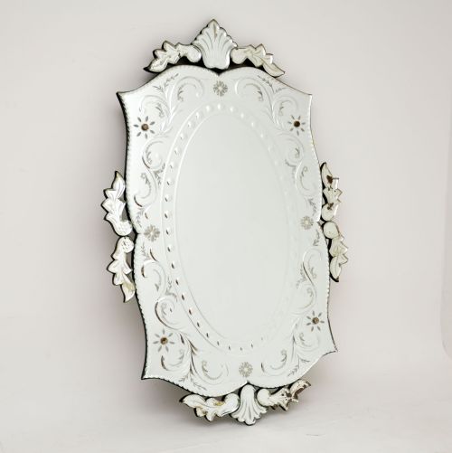 Antique Venetian Etched Glass Mirror