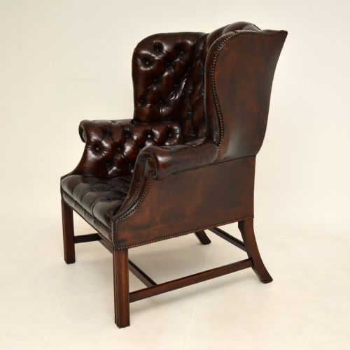 fig 1. Antique Deep Buttoned Leather Wing Back Armchair