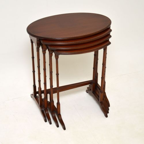 Antique Edwardian Inlaid Mahogany Nest of 4 Tables