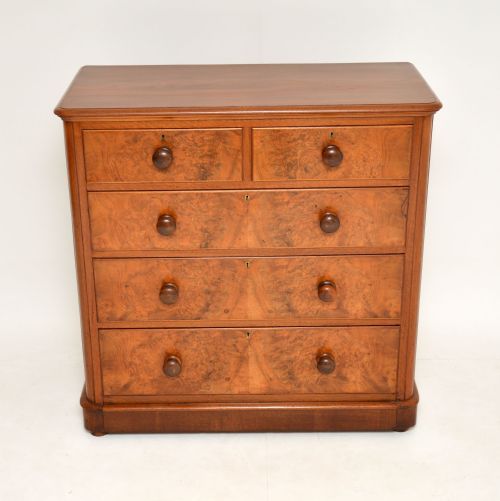 fig 1. Antique Victorian Burr Walnut Chest of Drawers