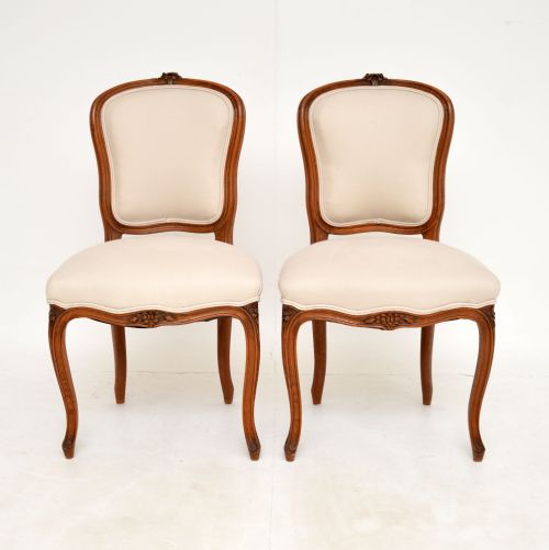 fig 1. Pair of Antique French Solid Walnut Side Chairs