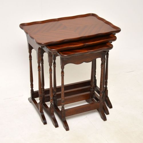 Antique Mahogany Pie Crust Nest of Three Tables