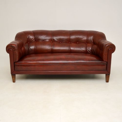 fig 1. Antique Swedish Leather Club Sofa