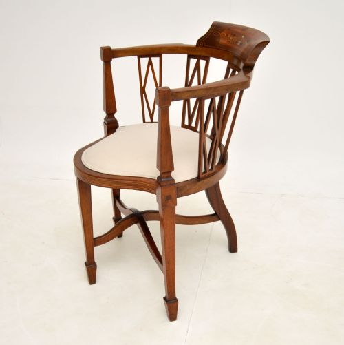 fig 1. Antique Edwardian Inlaid Mahogany Corner chair