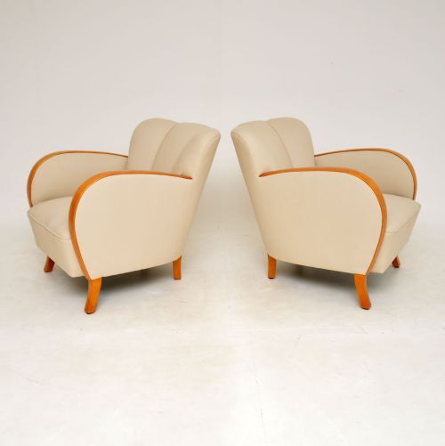 fig 1. Pair of Swedish Art Deco Satin Birch Armchairs