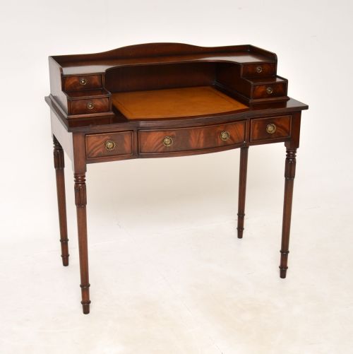 Antique Mahogany Leather Top Bonheur Du Jour Writing Table