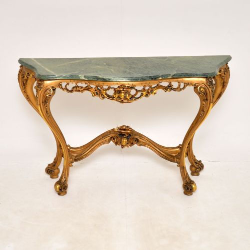 Antique French Gilt Wood Marble Top Console Table