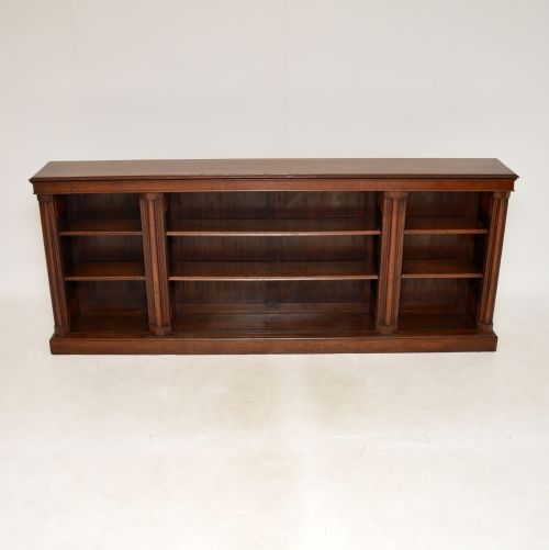 fig 1. Long Antique Victorian Solid Oak Open Bookcase