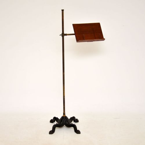 Antique Victorian Walnut , Brass & Iron Music Stand
