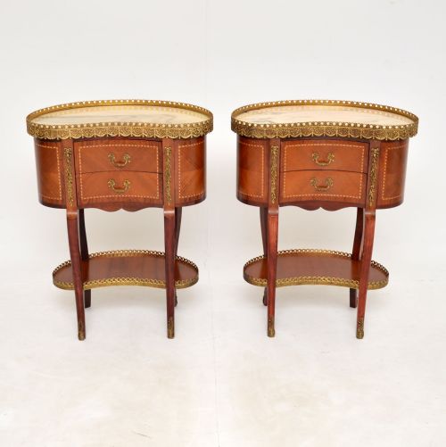 fig 1. Pair of Antique French Marble Top Kidney Side Tables