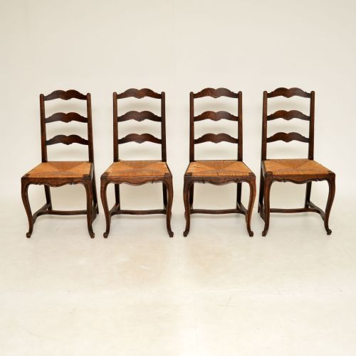 Set of 4 Antique Oak French Provincial Dining Chairs