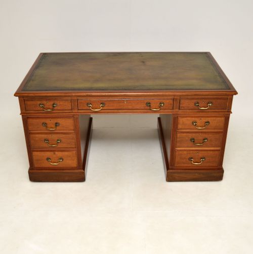 fig 1. Large Antique Victorian Mahogany Pedestal Desk