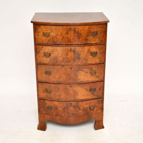 fig 1. Antique Edwardian Burr Walnut Chest of Drawers