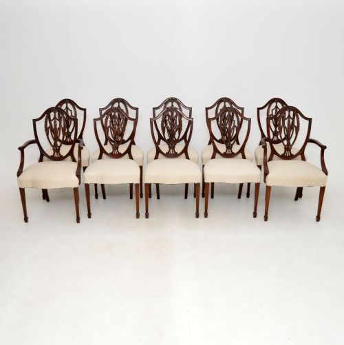 Set of 10 Antique Hepplewhite Style Mahogany Dining Chairs