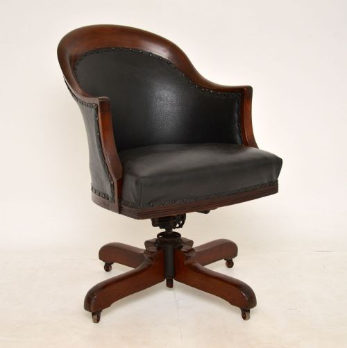 Antique Victorian Mahogany Swivel Desk Chair