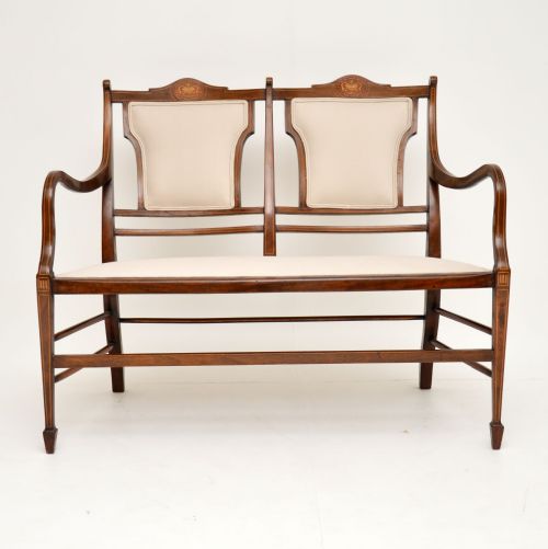 fig 1. Antique Edwardian Inlaid Mahogany Settee