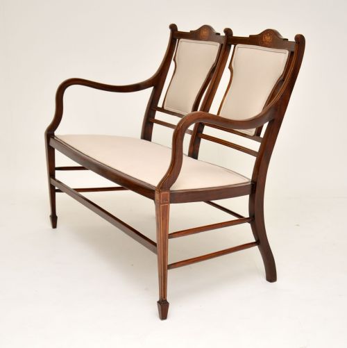 fig 2. Antique Edwardian Inlaid Mahogany Settee
