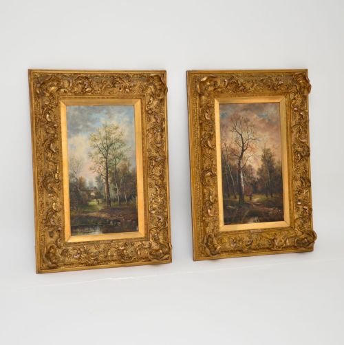 fig 1. Pair of Antique Victorian Landscape Oil Paintings S Williams