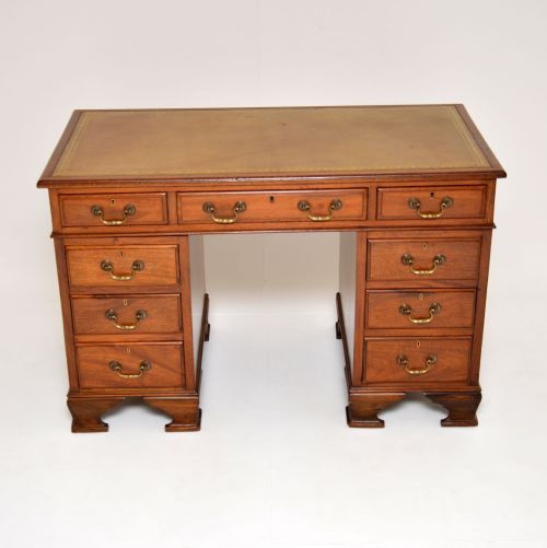 fig 1. Antique Victorian Mahogany Leather Top Pedestal Desk