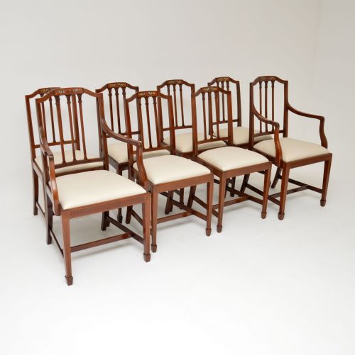 Set of 8 Antique Edwardian Mahogany Dining Chairs