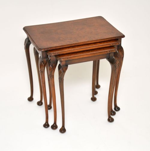 Antique Burr Walnut Nest of Three Tables