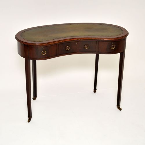 Antique Edwardian Mahogany Leather Top Kidney Desk