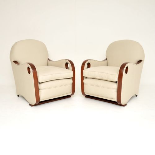 1930'S Pair of Art Deco Mahogany Armchairs