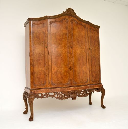 Antique Queen Anne Burr Walnut Cocktail Cabinet