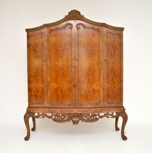 fig 1. Antique Queen Anne Burr Walnut Cocktail Cabinet