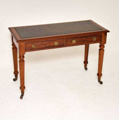 Antique Victorian Mahogany Leather Top Writing Table