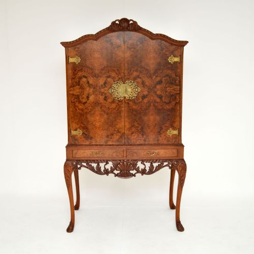 fig 1. Antique Burr Walnut Cocktail Drinks Cabinet