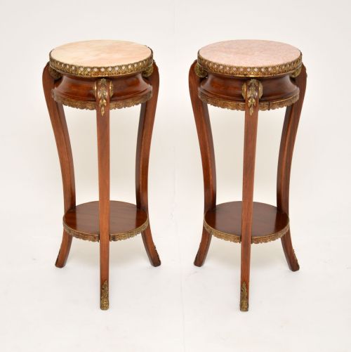 Pair of Antique French Marble Top Side Tables
