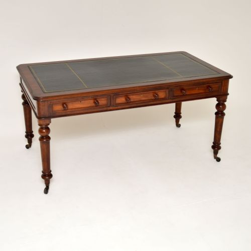 Antique Victorian Mahogany Leather Top Desk