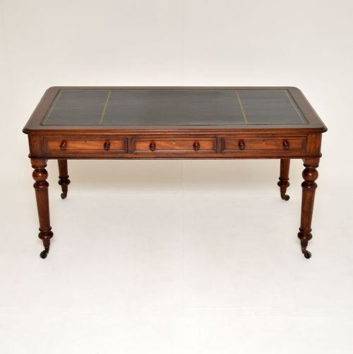 fig 1. Antique Victorian Mahogany Leather Top Desk