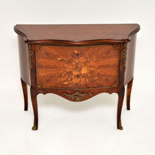 Antique French Inlaid Marquetry Bombe Commode