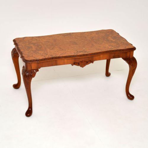 Antique Queen Anne Style Burr Walnut Coffee Table

