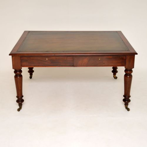 fig 1. Antique Victorian Mahogany Leather Top Partners Desk