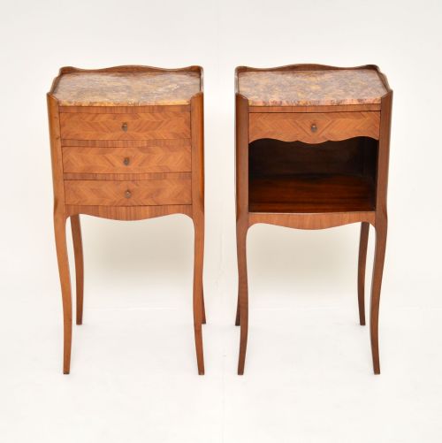 fig 1. Pair of Antique French Marble Top Bedside Cabinets