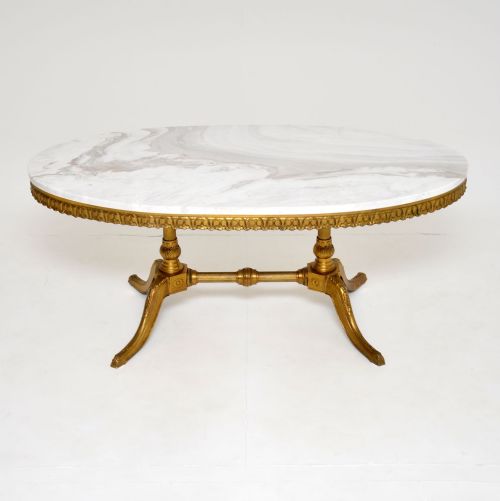 Antique Brass & Marble Coffee Table