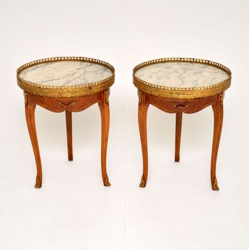 Pair of Antique French Marble Top Side Tables